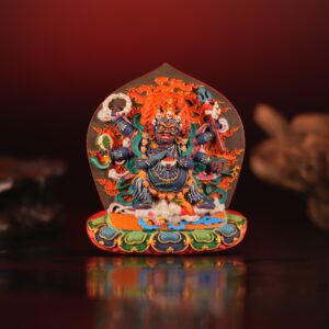 Six Arm Mahakala Large votive Tsa-Tsa Fierce Protector of Strength, Authority, and Worldly Accomplishment • 10.2cm Ritual Power Manifestation