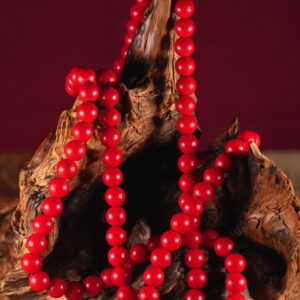 Red Glass Mani Bead for Enriching Activity – Crafted 10 Years Ago, Diameter 1.2 cm Radiant Blessings of Prosperity and Auspicious Magnetism (108 Beads)