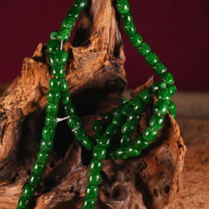 Sacred 10mm Barrel-Shaped Green Glass Mala with Granulated Texture (108 Beads) Cylinders of Forest Wisdom: Amoghasiddhi's Growth Energy in Tactile Form