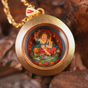White Jambhala Round Tsa-Tsa Inspired by Dzambhala, A Sacred Symbol of Prosperity, Compassion, and Auspicious Blessings