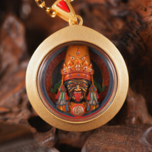 Sacred Zachi Lhamo Round Tsa-Tsa Tibet's Sole Female Dharmapala, Guardian Deity of Lhasa, Bestower of Worldly Success, Wealth, and Auspicious Fortune