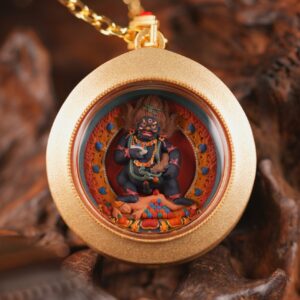 Sacred Black Jambhala (Dzambhala Nagpo) Round Tsa-Tsa Swift Bestower of Wealth, Wrathful Protector Who Removes Obstacles
