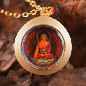 Sacred Shakyamuni Buddha (The Enlightened One) Round Tsa-Tsa Embodiment of Awakening and Compassion, Illuminating the Path to Liberation for All Beings