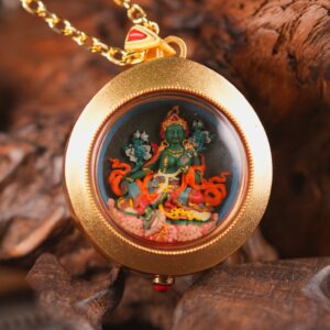 Sacred Green Tara (Jetsun Drolma, the Emanation of Avalokiteśvara) Round Tsa-Tsa Swift Manifestation of Compassion, Protector Who Grants Peace, Prosperity, and Liberation
