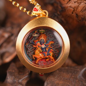 Sacred Palden Lhamo (Glorious Goddess Shri Devi) Round Tsa-Tsa Wrathful Protector of Dharma, Fierce Guardian of Wisdom and Fortune