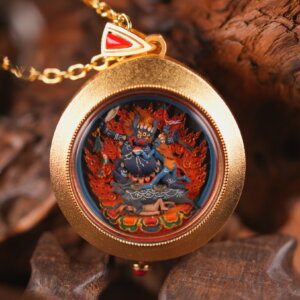 Sacred Yama Dharmarāja (Lord of Death and Protector of the Dharma) Round Tsa-Tsa Wrathful Guardian of Karma and Impermanence, Upholder of Justice and Purifier of Ignorance