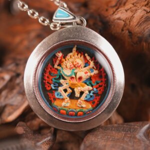 Sacred Shitro Lha (Citipati, Lord of the Charnel Grounds) Round Tsa-Tsa Symbol of Impermanence and Liberation, Guardian of the Boundary Between Life and Death
