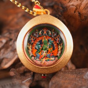 Sacred Six-Ornament Green Tara  Round Tsa-Tsa Sublime Form of Enlightened Compassion, Bestower of Prosperity, Peace, and Protection