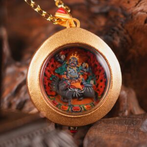 Sacred Vajra Armor Guru Rinpoche Round Tsa-Tsa Wrathful Manifestation of Guru Rinpoche, Indestructible Protector of Dharma and Fearless Strength