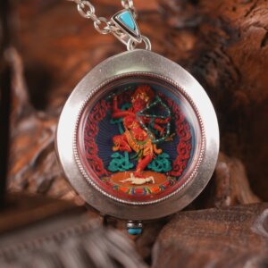 Sacred Kurukullā (Red Tara, Goddess of Magnetizing Enlightened Activity) Round Tsa-Tsa Embodiment of Compassionate Magnetism, Transforming Desire into Wisdom and Love
