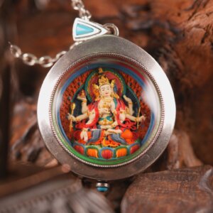 Sacred Ushnīṣa Vijaya (Namgyalma, Victorious Mother of Longevity) Round Tsa-Tsa Goddess of Purification and Long Life, Dispeller of Obstacles and Liberator from Suffering