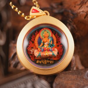 Sacred Marici (The Goddess of Dawn and Invisible Protector) Round Tsa-Tsa Radiant Goddess of Light, Dispeller of Darkness and Guardian of Fearless Wisdom