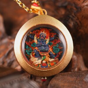 Sacred Four-Armed Vajrapāṇi (Chaturbhuja Vajrapāṇi, The Subduer of Demons) Round Tsa-Tsa Wrathful Power of Enlightenment, Protector of the Dharma and Conqueror of Ignorance