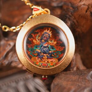 Sacred Gur Gyi Gonpo (Protector Mahakala)  Round Tsa-Tsa  Principal Dharmapala of the Sakya Tradition, Wrathful Embodiment of Compassionate Wisdom