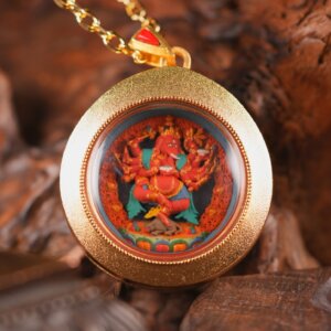 Sacred Ganapati (Elephant-Headed Wealth Deity) Round Tsa-Tsa Remover of Obstacles and Bestower of Wisdom, Prosperity, and Auspicious Fortune