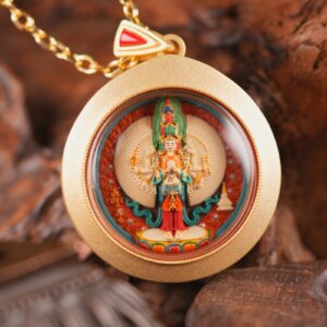 Sacred Thousand-Armed Avalokiteśvara (Sahasrabhuja Avalokiteśvara) Round Tsa-Tsa All-Seeing, All-Protecting Embodiment of Infinite Compassion, Extending a Thousand Hands to Save All Beings