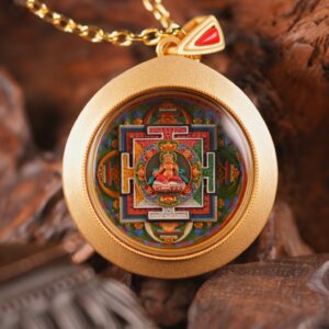 Sacred Yellow Jambhala Mandala (Dzambhala Serpo at the Center) Round Tsa-Tsa Radiant Lord of Abundance, Central Source of Prosperity and Auspicious Energy