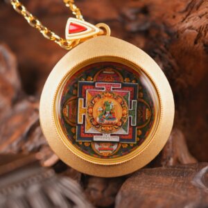 Sacred Green Tara Mandala (Jetsun Drolma at the Center) Round Tsa-Tsa Swift Radiance of Compassion, Central Source of Peace, Protection, and Harmony